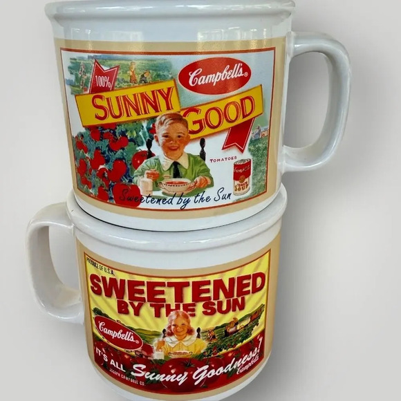 Campbell's Vintage Soup Mugs 2005 Set of 2 Collectible Houston Harvest 16 oz - Picture 3 of 10